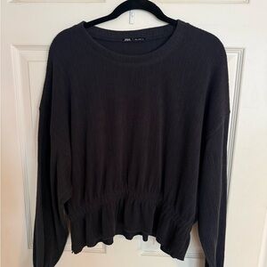 Zara Charcoal Ribbed Women's Sweatshirt